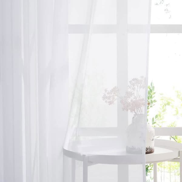 2ST 140*160 cm Voile Gardin - Dubbla Paneler Tulle Voile Gardin med öljetter Moderna mjuka draperier för heminredning