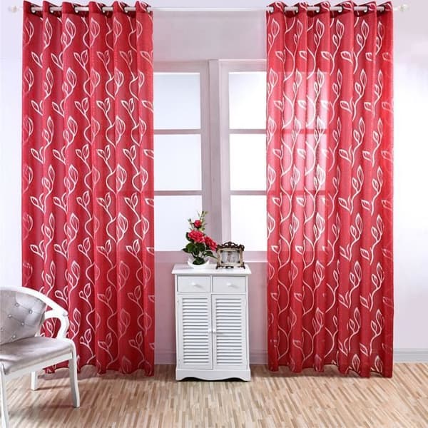 Voile gardin - Rött tyg - 100x250 cm