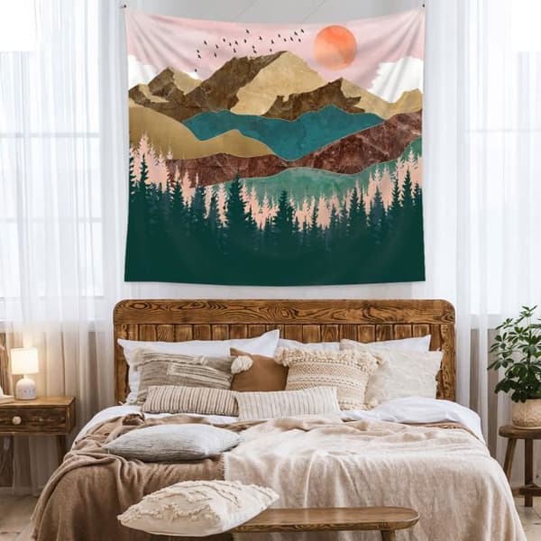 Berg Gobeläng Sovrumsdekoration Väggbeklädnad Hängande tyg Bakgrund Vägg Hem Bohemisk Gobeläng 200X150CM