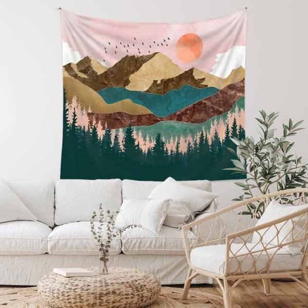 Berg Gobeläng Sovrumsdekoration Väggbeklädnad Hängande tyg Bakgrund Vägg Hem Bohemisk Gobeläng 200X150CM