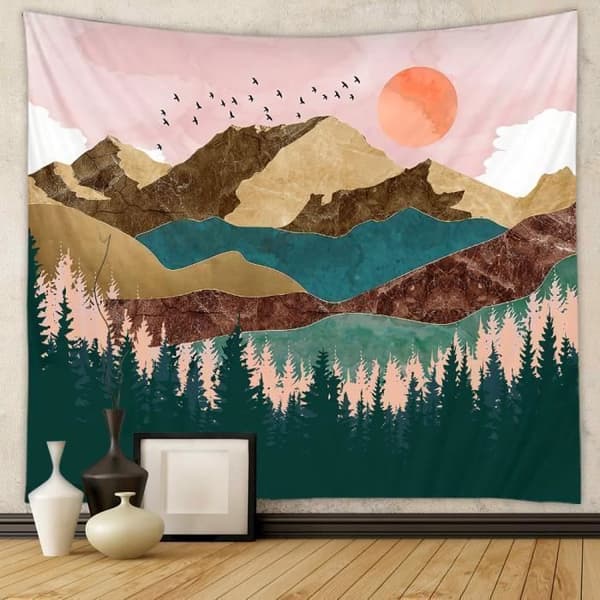 Berg Gobeläng Sovrumsdekoration Väggbeklädnad Hängande tyg Bakgrund Vägg Hem Bohemisk Gobeläng 200X150CM