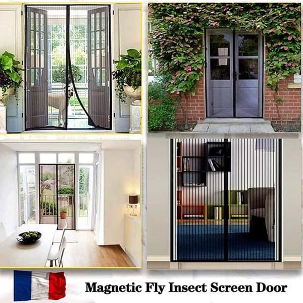 Magnetisk dörrgardin/magnetisk myggnätsdörr för fönsterdörrar Anti myggflugor svart (140x240 CM）