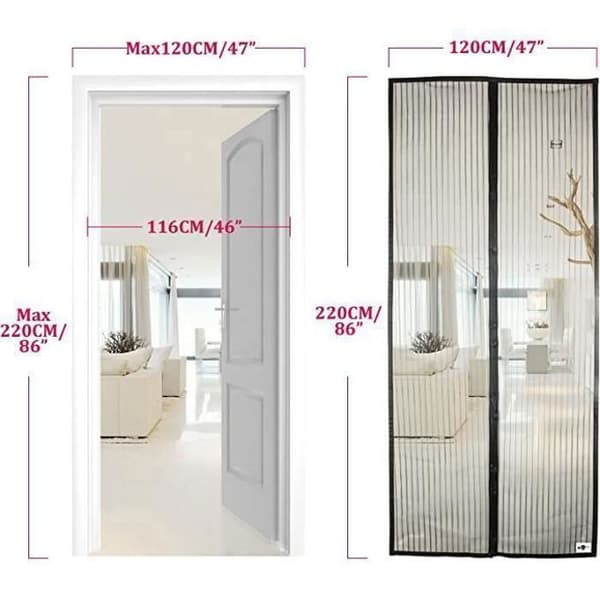Magnetiskt myggnät svart nät för dörr Magnetiskt myggnät för dörrar och fönster 120*220cm