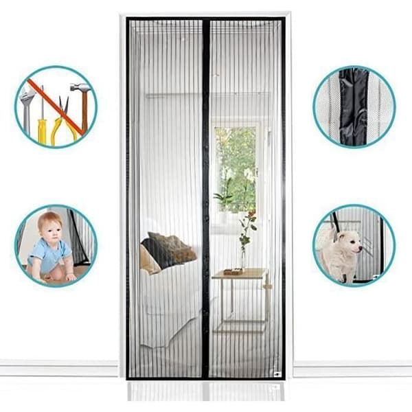 Magnetiskt myggnät svart nät för dörr Magnetiskt myggnät för dörrar och fönster 120*220cm