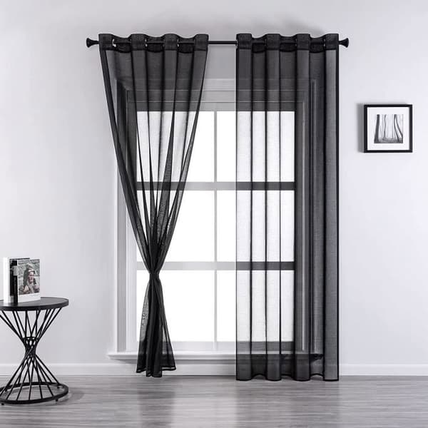 2ST 140*160 cm Voile Gardin - Dubbla Paneler Tulle Voile Gardin med öljetter Moderna mjuka draperier för heminredning