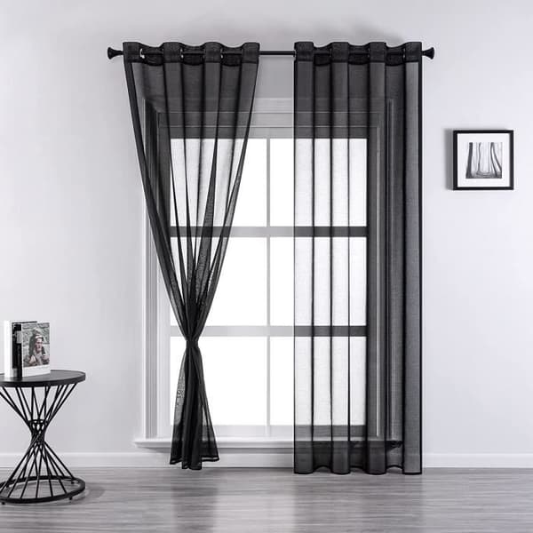 2ST 140*260 cm Voile Gardin - Dubbla Paneler Tulle Voile Gardin med öljetter Moderna mjuka draperier för heminredning