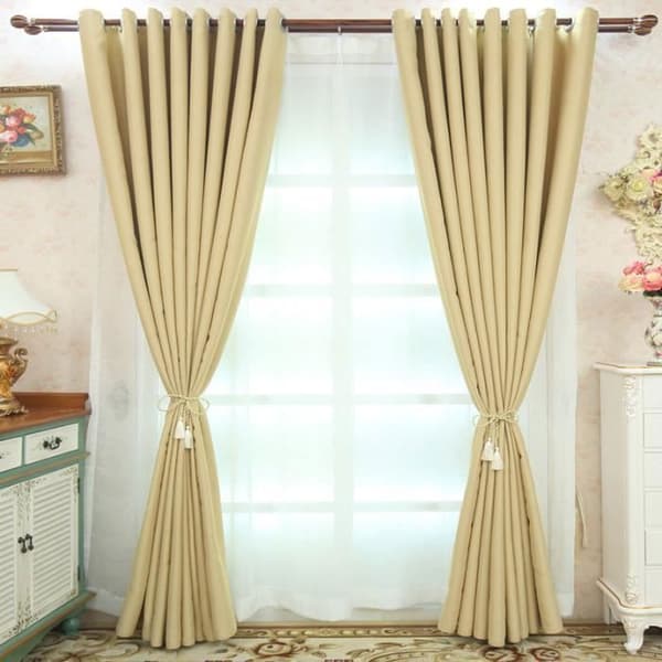 Set med 2 st termiska mörkläggningsgardiner - gula - 140 x 260 cm
