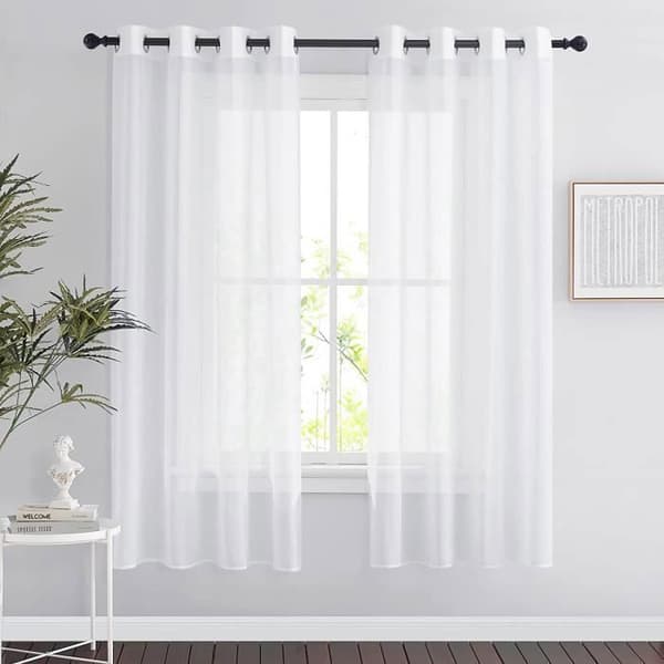 2ST 140*180 cm Voile Gardin - Dubbla Paneler Tulle Voile Gardin med öljetter Moderna mjuka draperier för heminredning