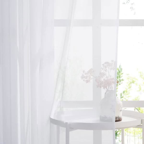 2ST 140*200 cm Voile Gardin - Dubbla Paneler Tulle Voile Gardin med öljetter Moderna mjuka draperier för heminredning