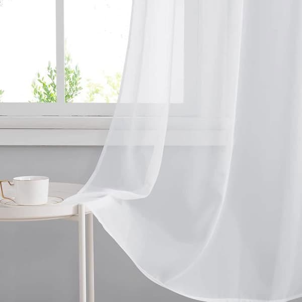 2ST 140*200 cm Voile Gardin - Dubbla Paneler Tulle Voile Gardin med öljetter Moderna mjuka draperier för heminredning