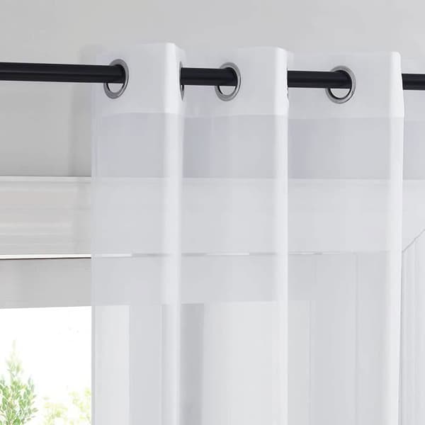 2ST 140*200 cm Voile Gardin - Dubbla Paneler Tulle Voile Gardin med öljetter Moderna mjuka draperier för heminredning