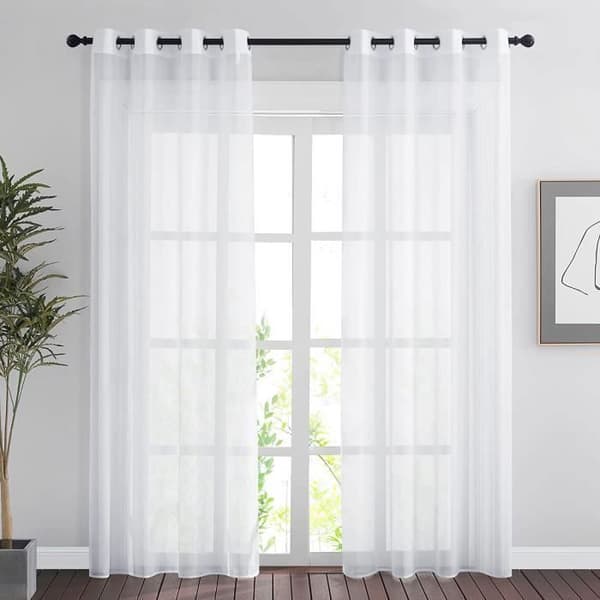 2ST 140*200 cm Voile Gardin - Dubbla Paneler Tulle Voile Gardin med öljetter Moderna mjuka draperier för heminredning