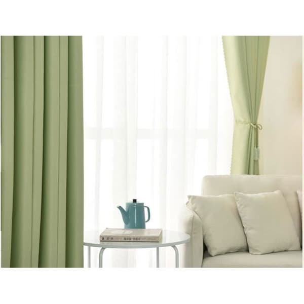 Set med 2 st termiska mörkläggningsgardiner - gröna - 140 x 260 cm