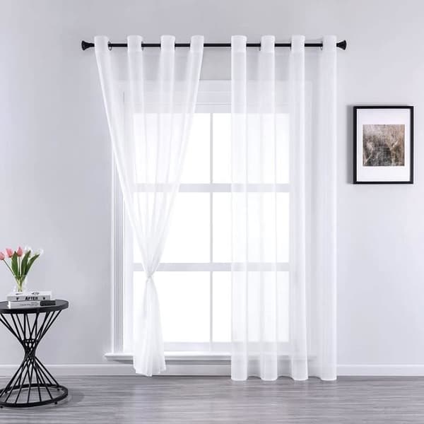 2ST 140*260 cm Voile Gardin - Dubbla Paneler Tulle Voile Gardin med öljetter Moderna mjuka draperier för heminredning