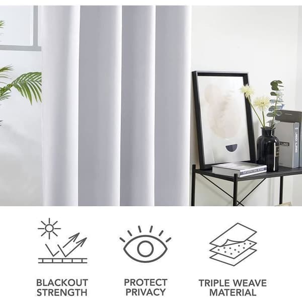 Isolerande mörkläggningsgardiner, 132x241 CM (Bredd x Höjd), Modern Eyelet Design, vit, 2 st