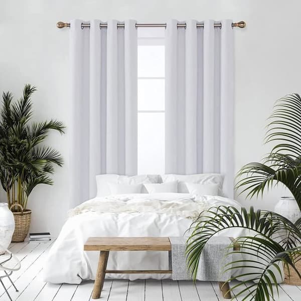Isolerande mörkläggningsgardiner, 132x241 CM (Bredd x Höjd), Modern Eyelet Design, vit, 2 st