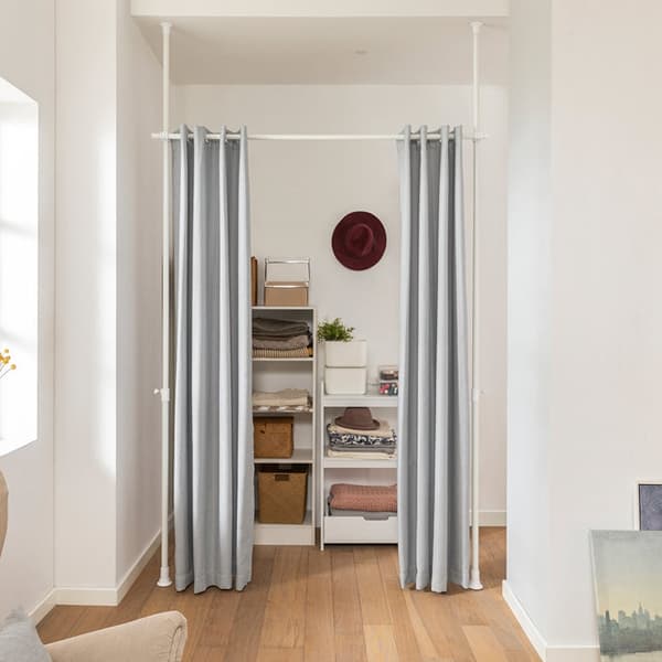 Rootz justerbar teleskopgardin - Rumsavdelare - Sekretessskärm - Högkvalitativ polyester - Hudvänlig - Enkel montering - 162-270cm x 199-285cm