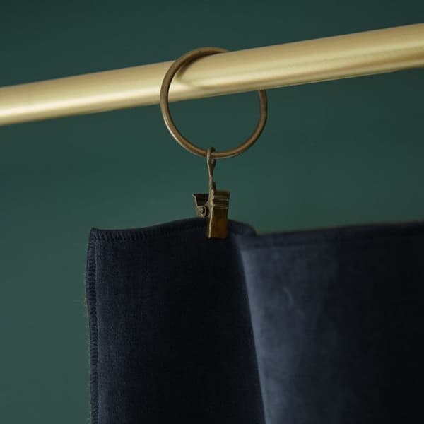 Justerbar gardin + 8 "César" klämringar 140 x 270 cm Cotton Velvet - César Minuit