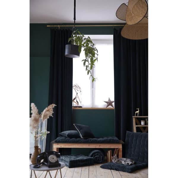 Justerbar gardin + 8 "César" klämringar 140 x 270 cm Cotton Velvet - César Minuit