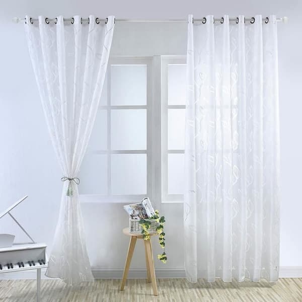 Voile Gardin - 100x250 cm - Vit