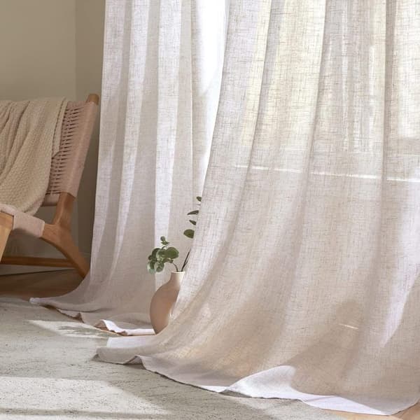 2 genomskinliga linnegardiner, voile öljettgardiner 140x245 cm vita