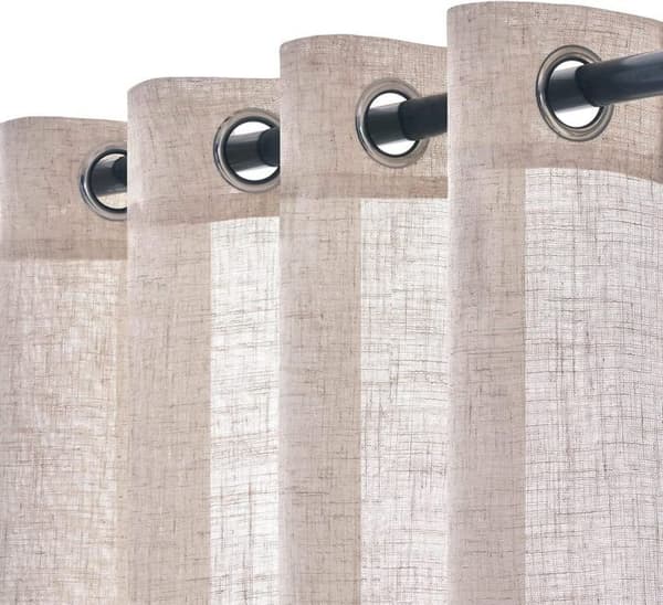 2 genomskinliga linnegardiner, voile öljettgardiner 140x245 cm vita