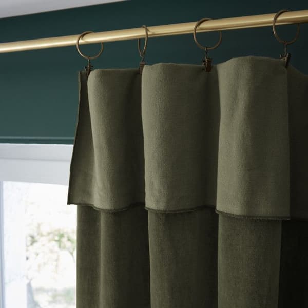 Justerbar gardin + 8 "César" klämringar 140 x 270 cm Cotton Velvet - Caesar Thyme