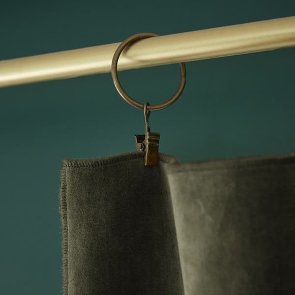 Justerbar gardin + 8 "César" klämringar 140 x 270 cm Cotton Velvet - Caesar Thyme