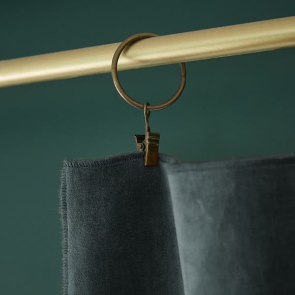 Justerbar gardin + 8 "César" klämringar 140 x 270 cm Cotton Velvet - César Slate