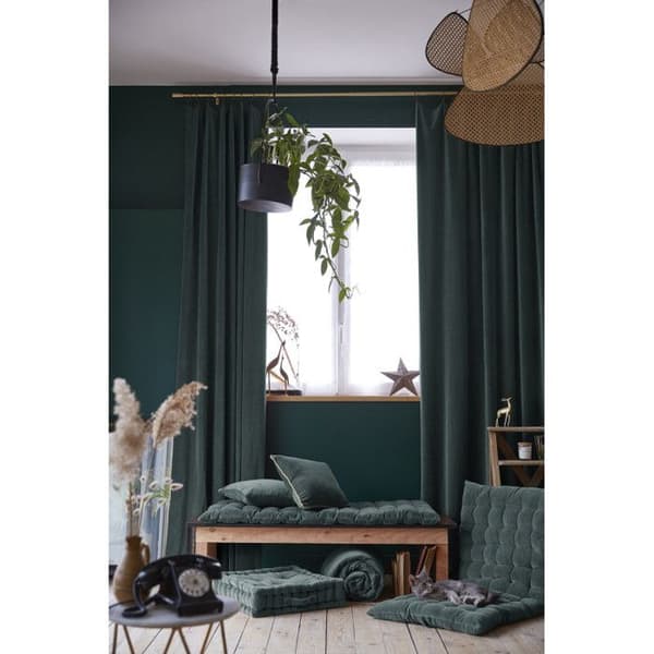 Justerbar gardin + 8 "César" klämringar 140 x 270 cm Cotton Velvet - César Slate