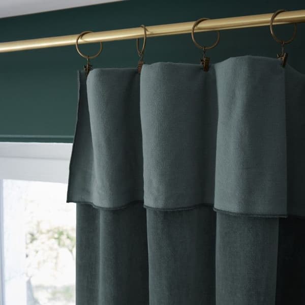 Set med 2 justerbara gardiner + 8 "César" klämringar 140 x 270 cm Cotton Velvet - César Slate