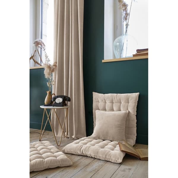 Set med 2 justerbara gardiner + 8 "César" klämringar 140 x 270 cm Cotton Velvet - César Pampa