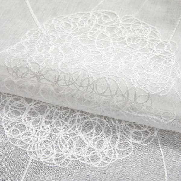 2 delar skira öglagardiner, vintagebroderade mönster i tyllgardiner, vit 140 x 245 cm Vit