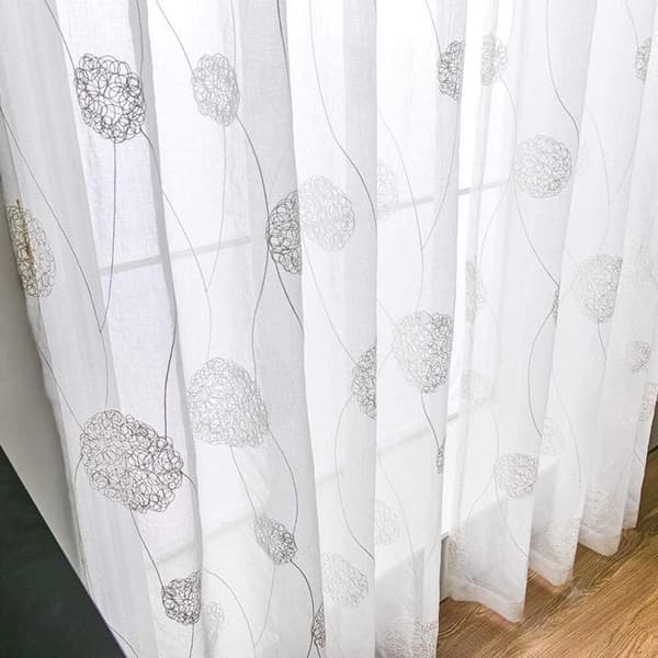 2 delar skira öglagardiner, vintagebroderade mönster i tyllgardiner, vit 140 x 245 cm Vit