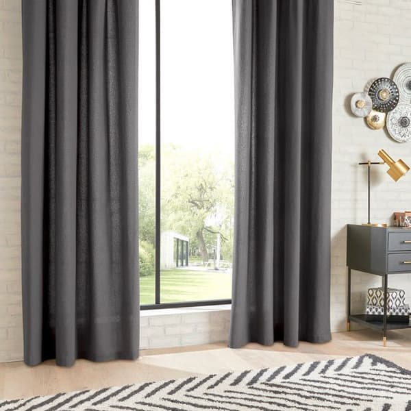 Set med 2 st "Anjali" inredningsgardiner i bomull 135 x 240 cm Atmosphera - antracit