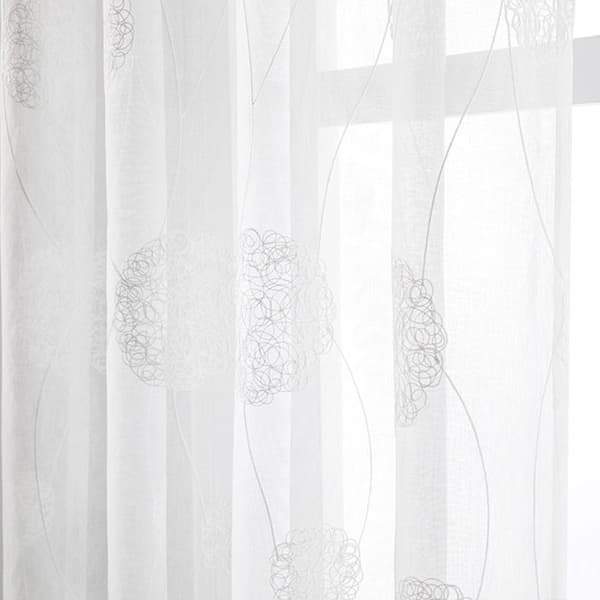2 skira öglegardiner, vintagebroderade tyllgardiner, vita 140 x 180 cm