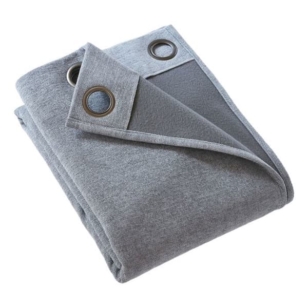 Set med 2 ljudisolerade och termiska mörkläggningsgardiner fodrade med fleece "Bjorn" 100 % ogenomskinlig - Bjorn Titanium - 2 paneler 140 x 180 cm