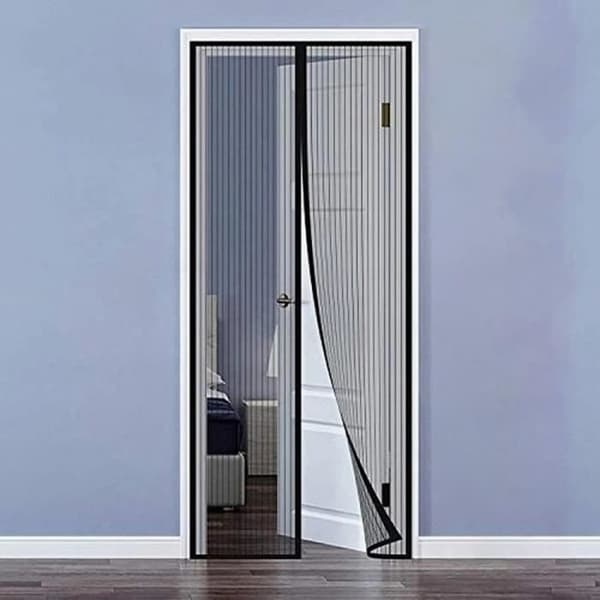 färg Svart storlek 100x210cm Magnetiskt myggnät för sommarfönsterdörr, automatisk stängning, anti-m