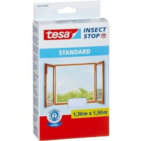 Myggnät - tesa - Standard - 1,3 m x 1,5 mm - Kardborrefäste - Vit