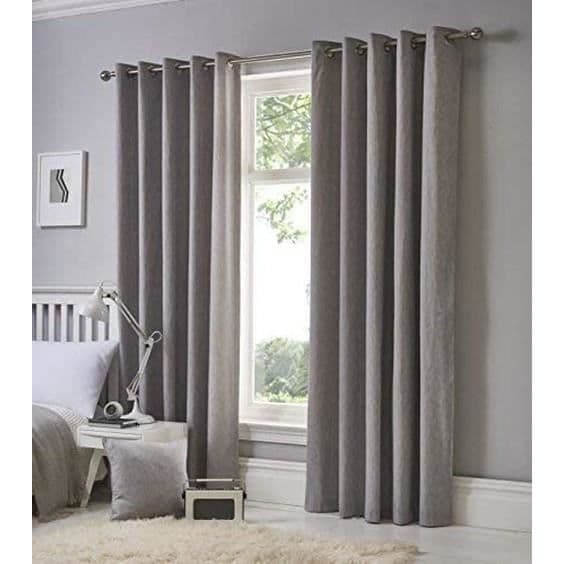 Silver Plain Grey 100% Bomull Helfodrad 168cm X 137cm - 168CM X 137CM Ringgardiner