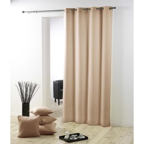 CDaffaires Gardin med metallöglor 140 x 260 cm vanlig polyester väsentlig Linne