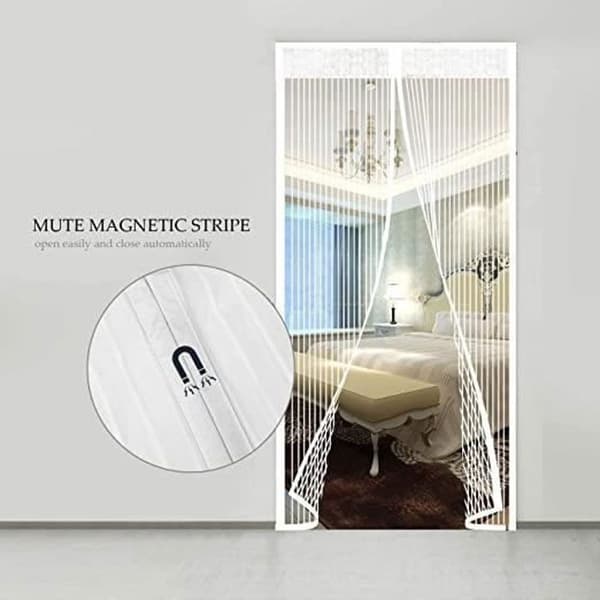 Vit Mesh magnetisk skärmdörr för dörr Magnetisk myggnät för dörr och fönster 120*220cm