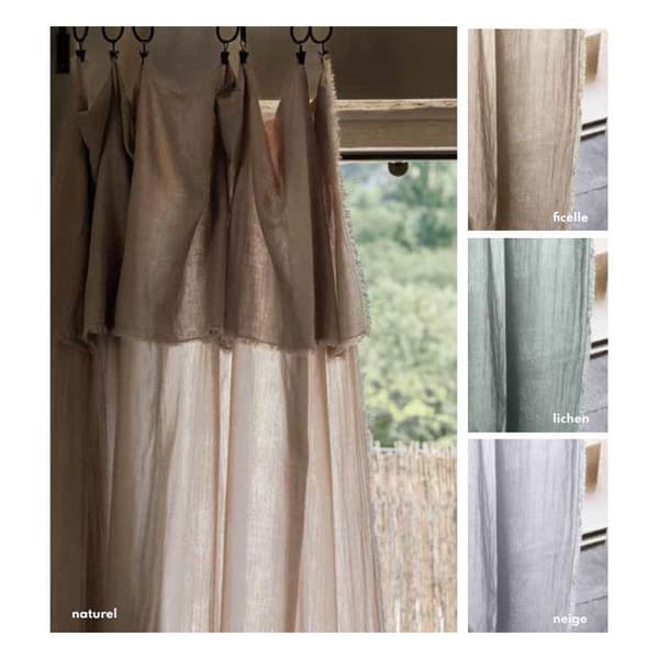 Justerbar gardin + 10 "Milos" klämringar 140 x 280 cm Bomullsmuslin - lav