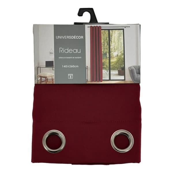 Set med 2 Mörkläggande Gardiner 140 x 260 cm "Night" Vinröd - Bordeaux - 2 Mörkläggande Paneler 140 x 260 cm