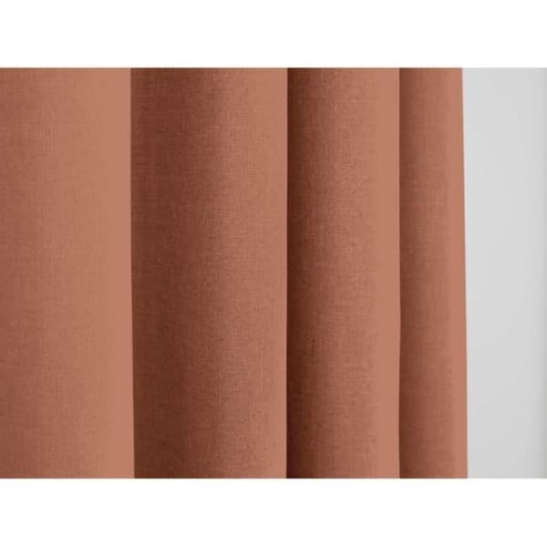 Ett par filtrerande gardiner med öljetter Linneeffekt "Moonlight" Terracotta