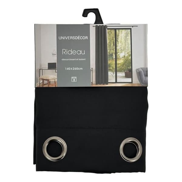 Set med 2 mörkläggningsgardiner 140 x 260 cm "Night" Truffle - Svart - 2 mörkläggningspaneler 140 x 260 cm