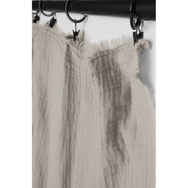 Justerbar gardin + 10 "Milos" klämringar 140 x 280 cm Bomullsmuslin - Twine