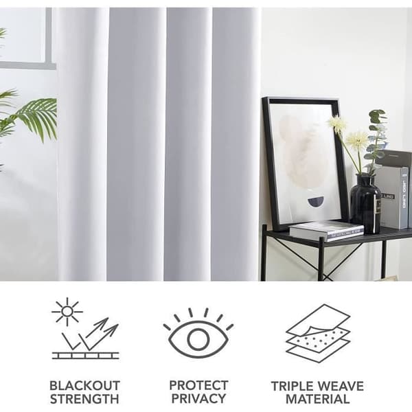 Isolerade mörkläggningsgardiner - 117x137 CM (Bredd x Höjd) - Modern Eyelet Design - vit - 2 st