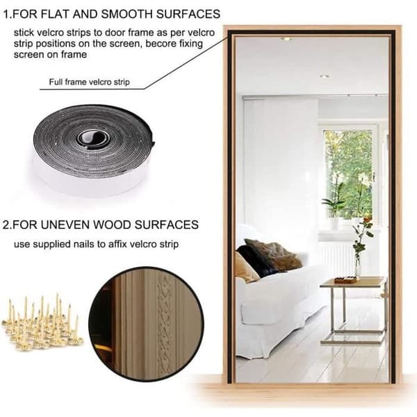 Magnetisk dörrskärm med 26 magneter - Anti-myggdörrgardin för hallar, dörröppningar, uteplats 100x210cm