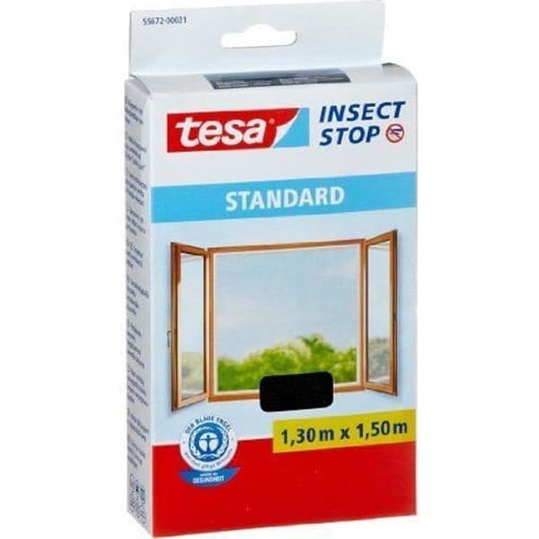 Myggnät - tesa - Standard - 1,3 m x 1,5 mm - Svart - Självgripande fäste